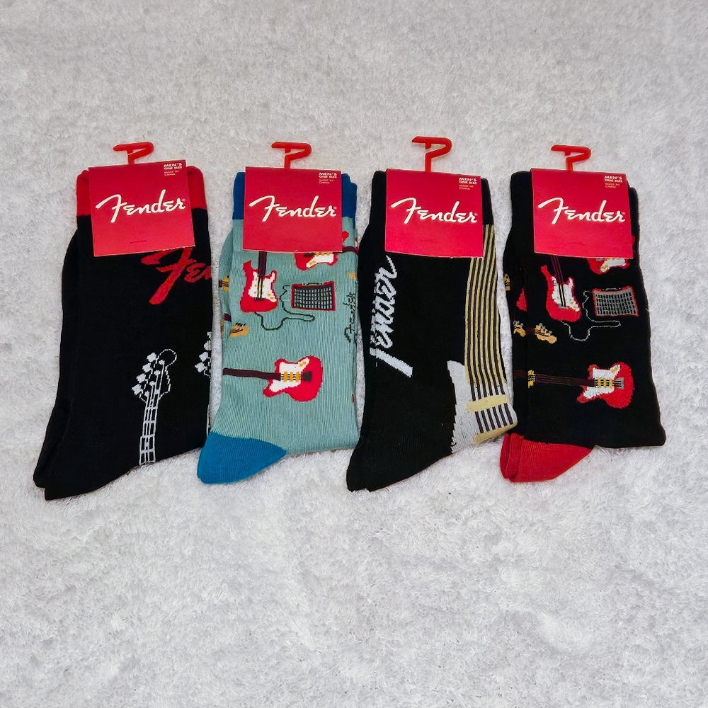 New Fender Guitar 4 Pack Socks